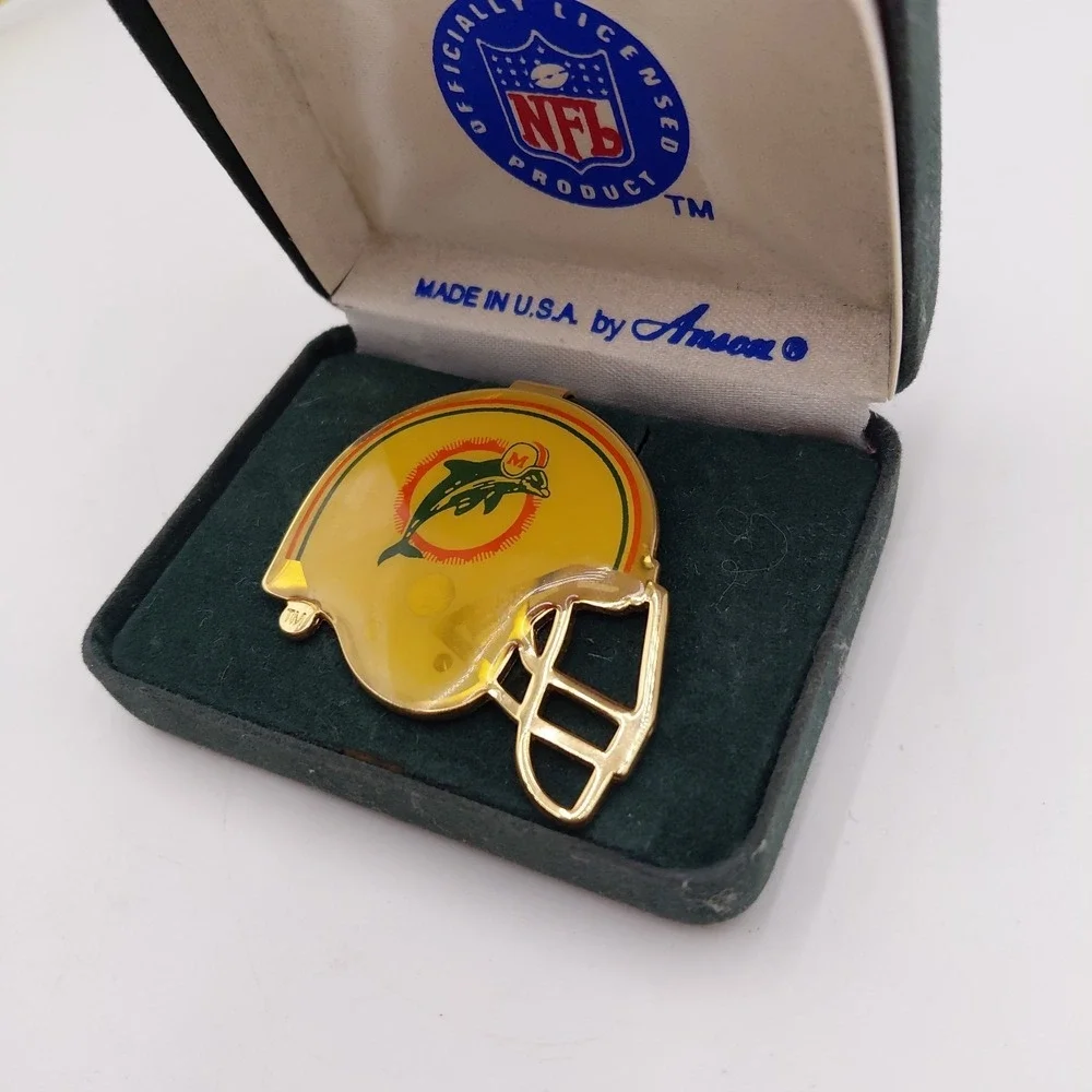 Vtg Miami Dolphins Football Team Helmet Money Clip Holder Metal Fathers Day Gift